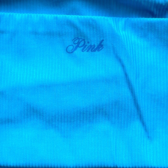 PINK Bralette Base Stretch Micro Ribbed Sky Blue Bandeau Bra Small - Picture 9 of 10